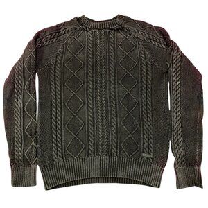 HUDSON Sweater Shirt Mens S Cable Knit Black Emo Cable Knit Grunge Alt Punk Goth